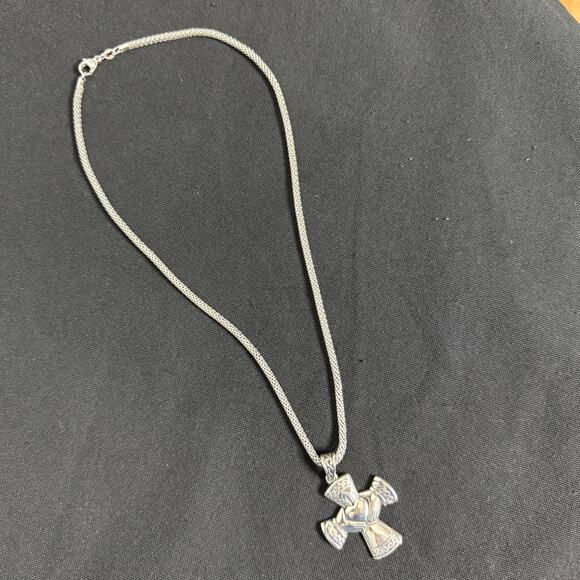 Retired Rare James Avery Hands Heart Crown Cross Pendant Necklace - Picture 2 of 10